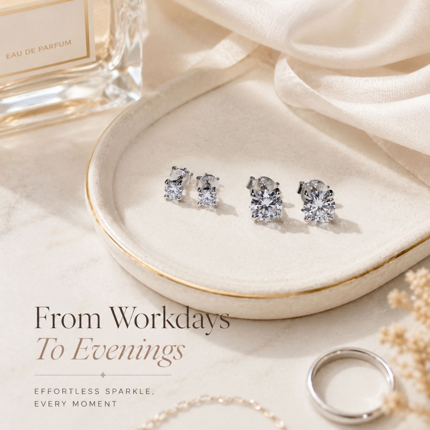 Éclat Silencieux Classic Moissanite Stud Earrings - Image 11