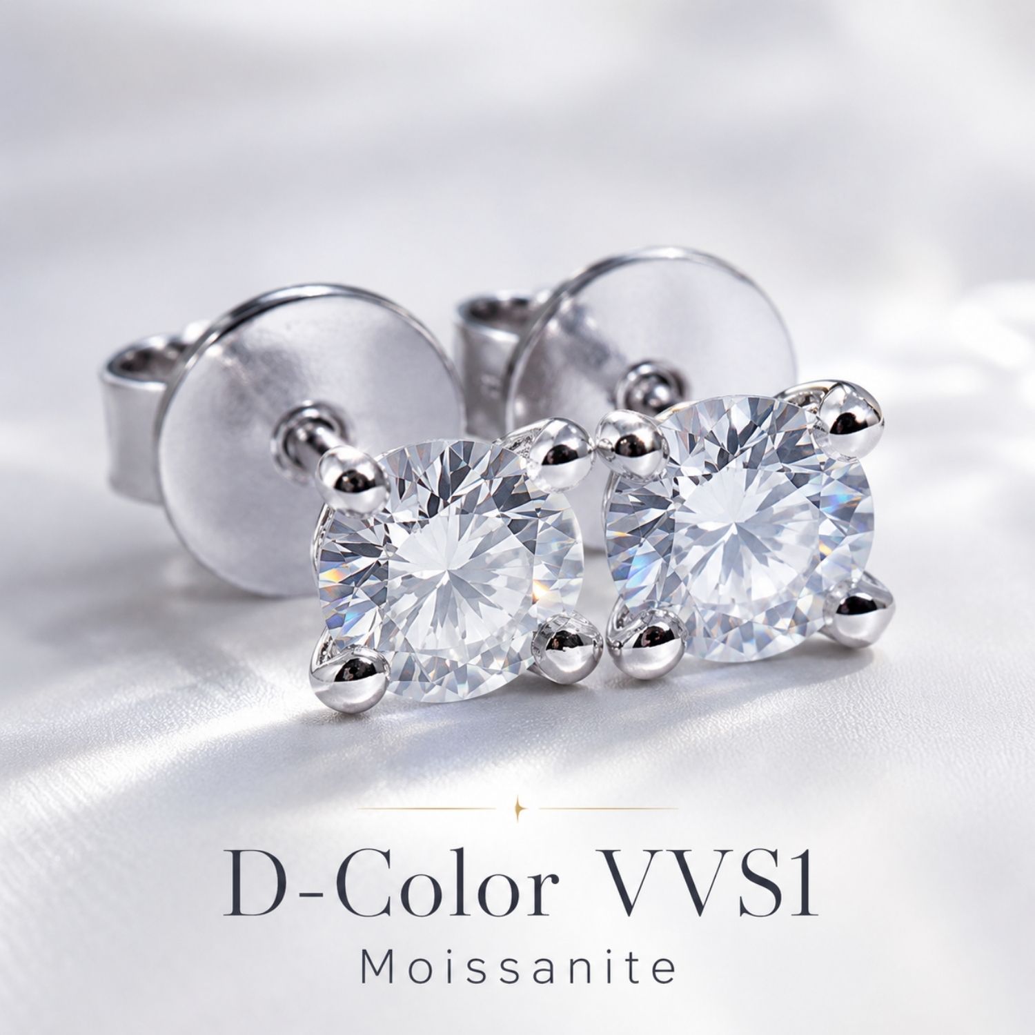 Éclat Silencieux Classic Moissanite Stud Earrings - Image 4