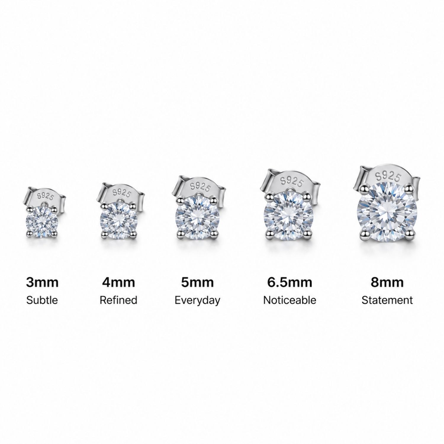 Éclat Silencieux Classic Moissanite Stud Earrings - Image 6