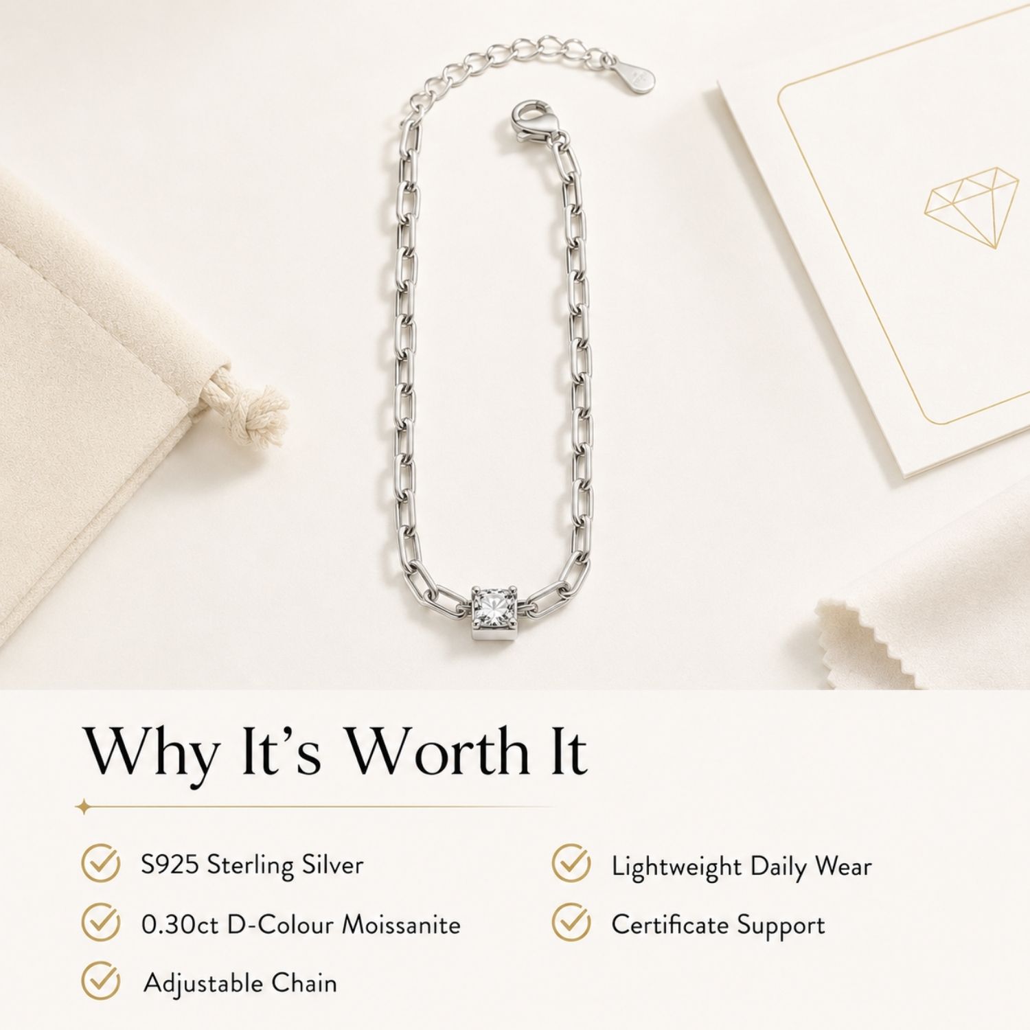 Équilibre Lueur 0.30ct Moissanite Bracelet - Image 10