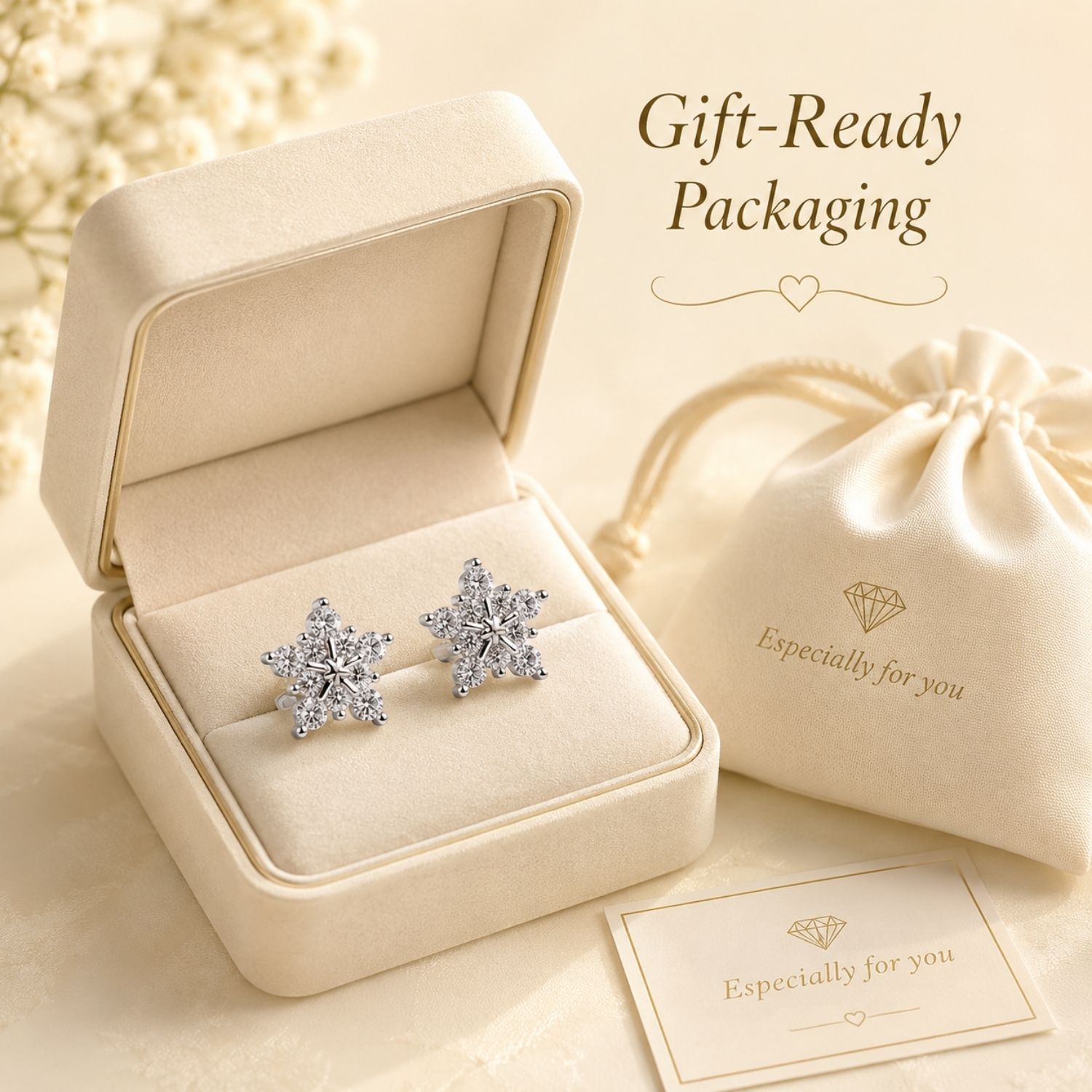 Flocon de Grâce Moissanite Snowflake Stud Earrings - Image 10