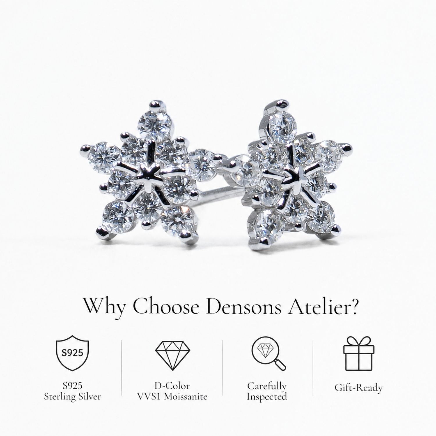 Flocon de Grâce Moissanite Snowflake Stud Earrings - Image 11
