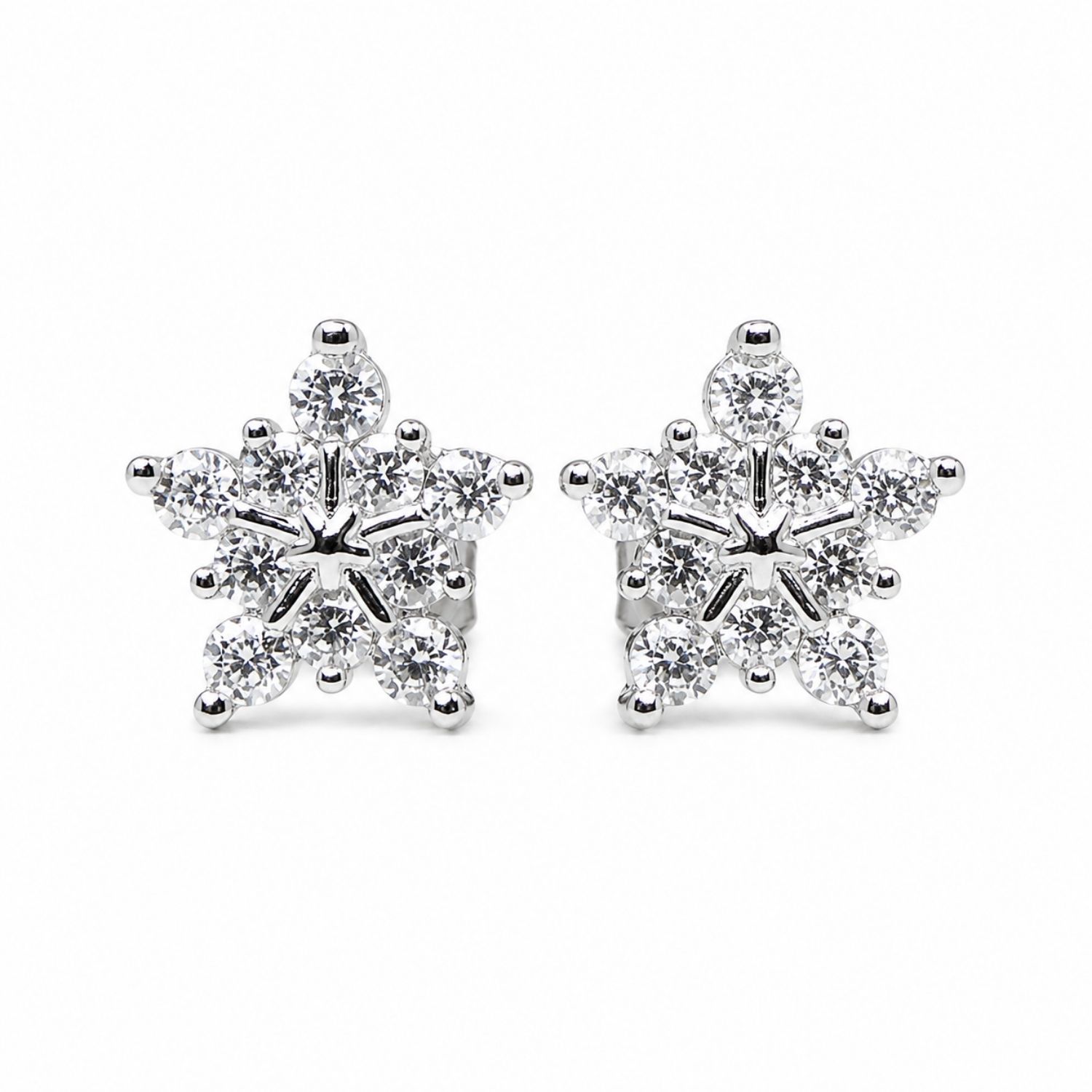 Flocon de Grâce Moissanite Snowflake Stud Earrings - Image 2