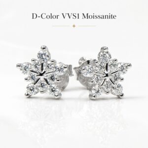Flocon de Grâce Moissanite Snowflake Stud Earrings - Image 4