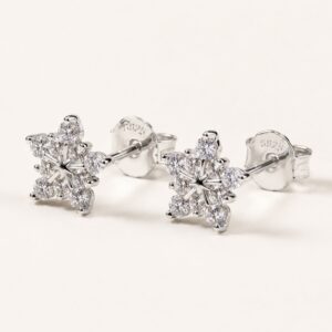Flocon de Grâce Moissanite Snowflake Stud Earrings - Image 7