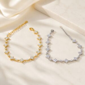 Fortuna Lueur Full Pavé Moissanite Clover Bracelet