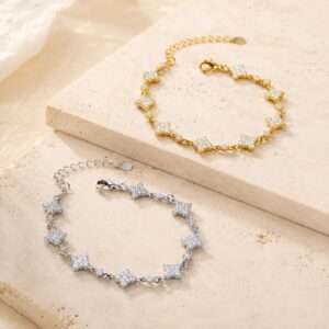 Fortuna Lueur Full Pavé Moissanite Clover Bracelet - Image 14