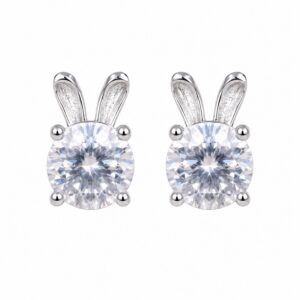 Alternative view of Lumi Lapin Moissanite Bunny Stud Earrings