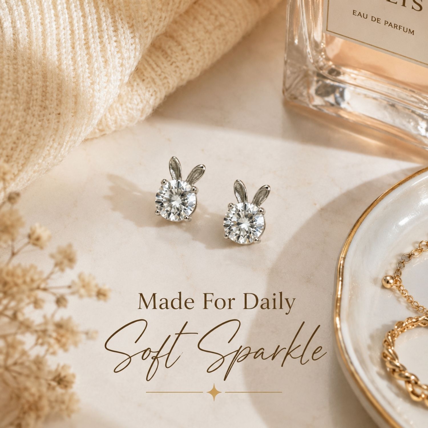 Lumi Lapin Moissanite Bunny Stud Earrings - Image 9