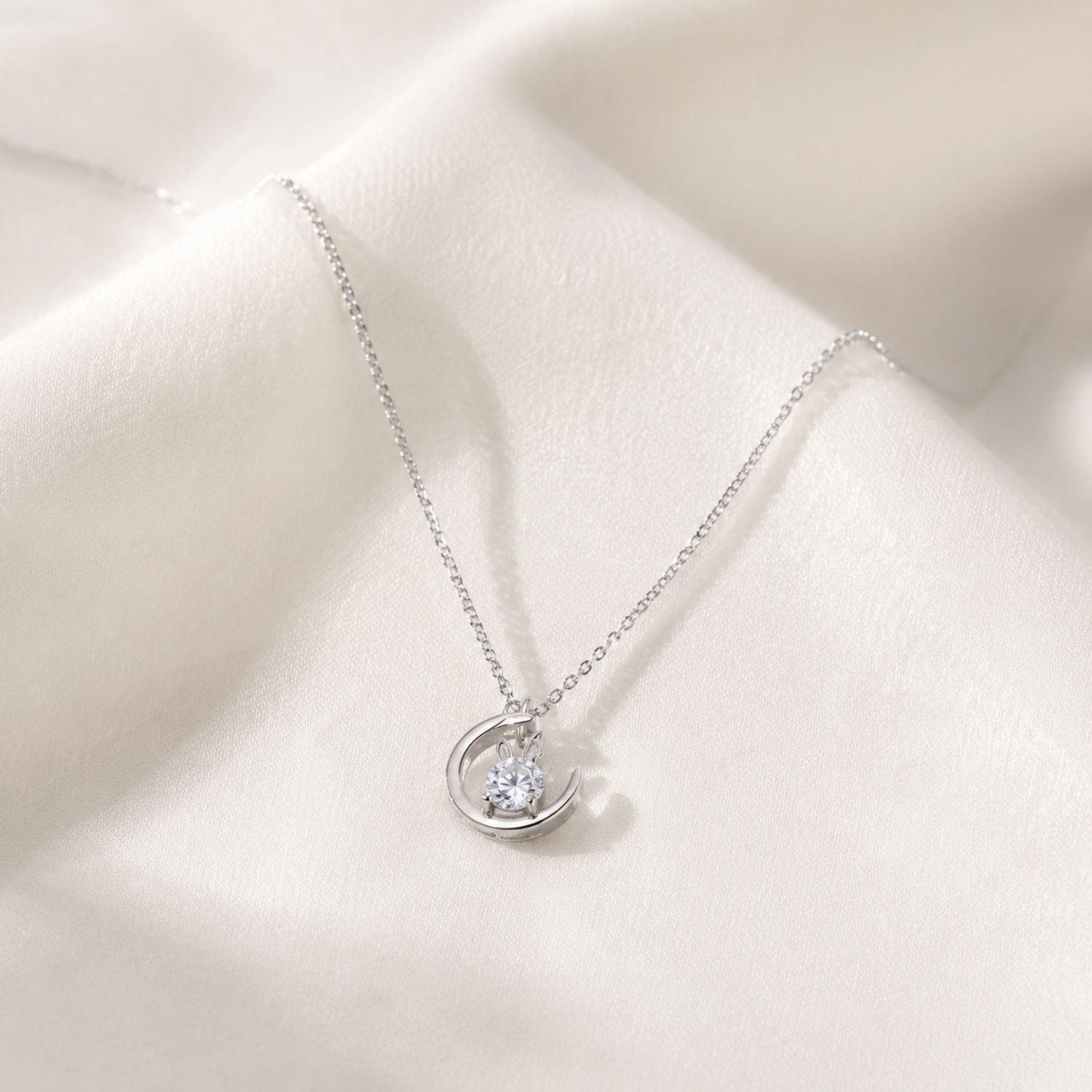 Lumi Lapin Moon Moissanite Necklace