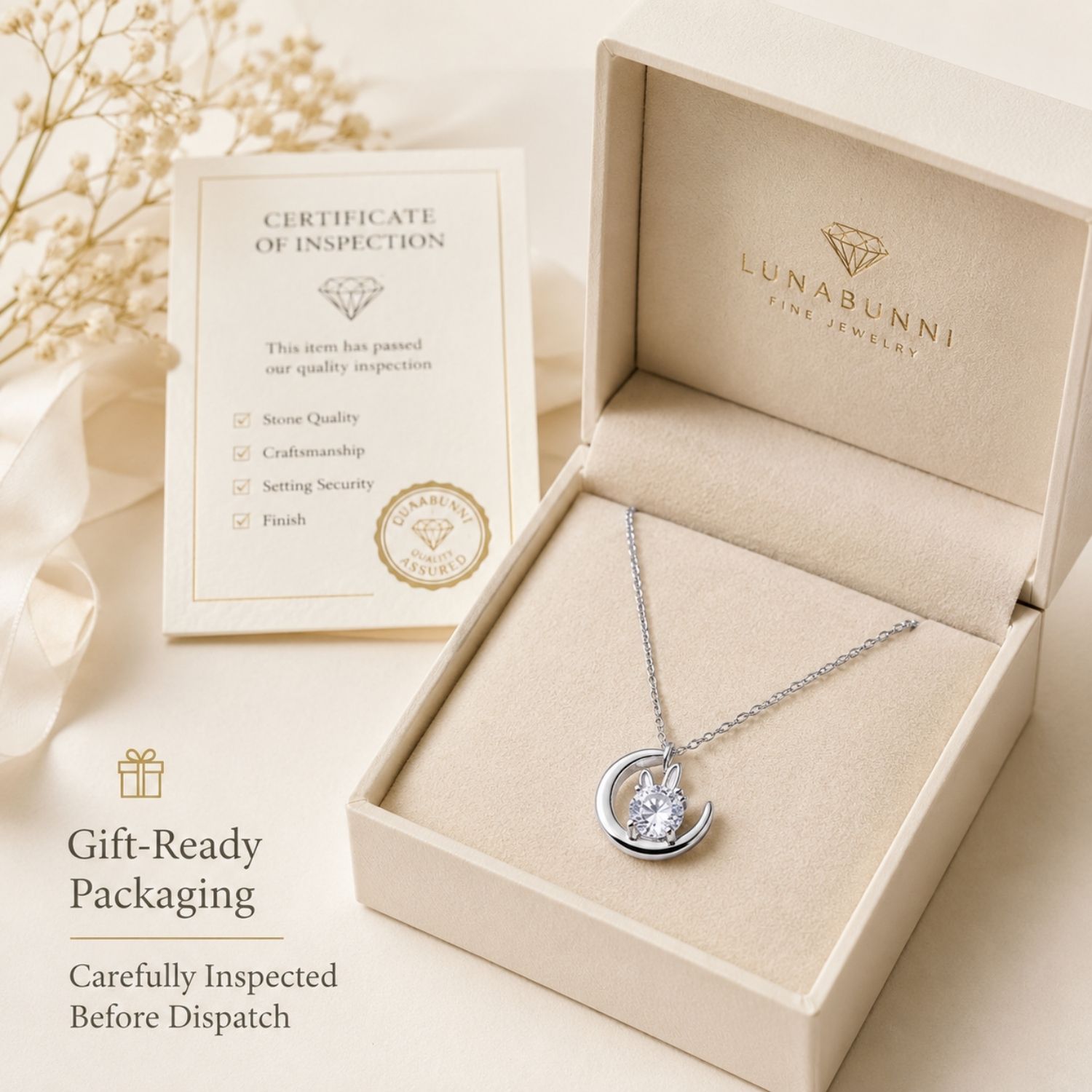 Lumi Lapin Moon Moissanite Necklace - Image 13